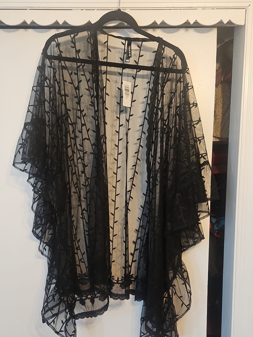 torrid Black Sheer Embroidered Kimono